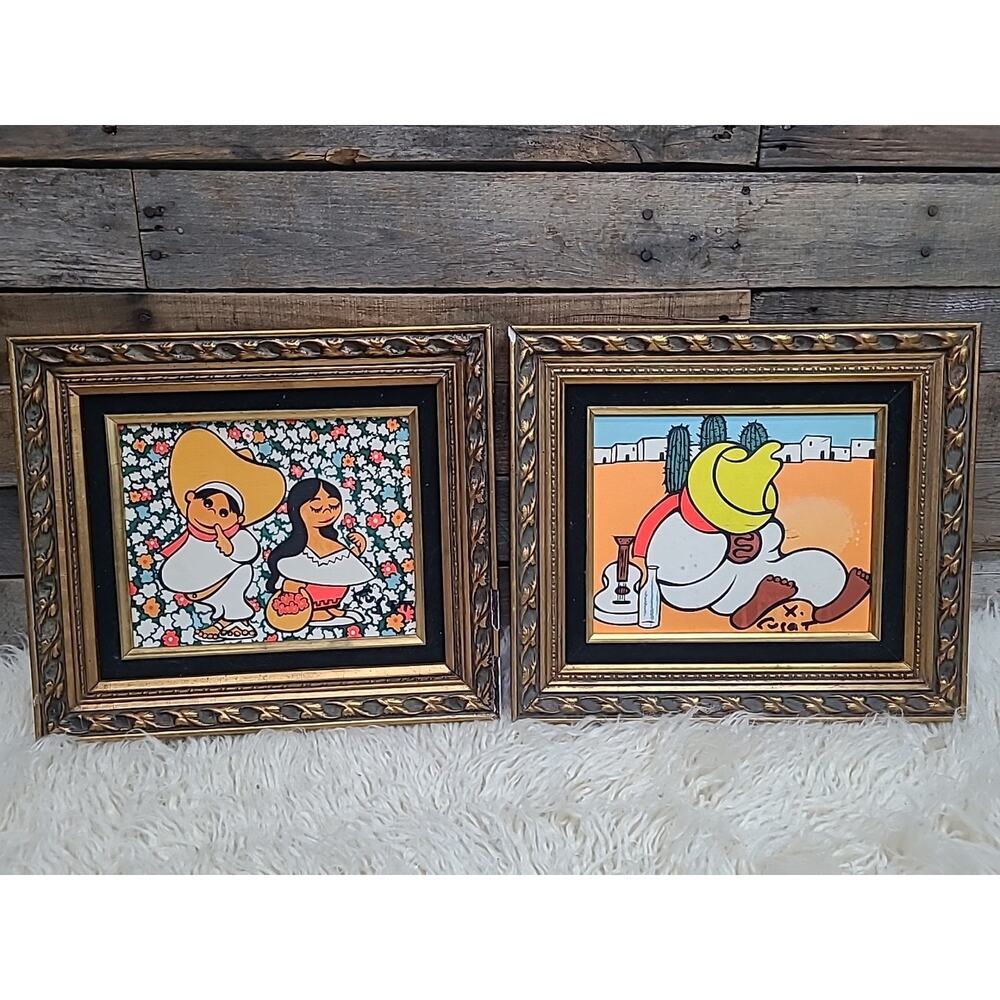 Xavier Cugat “Flower Power” & "Too Much Tequila" Acrylic On Canvas Painting Set
